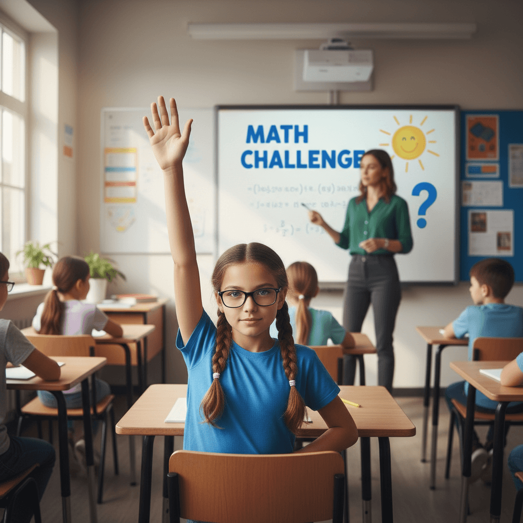 Student raising hand during a comprehension lesson